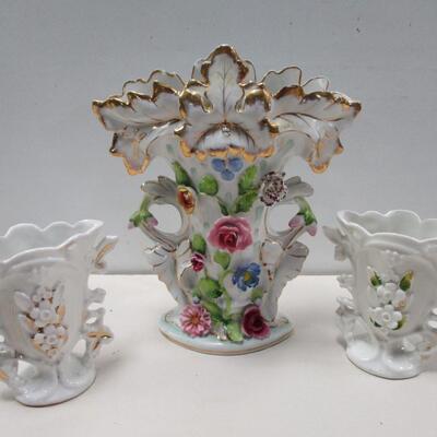2 - Vintage Hal-Sey Fifth Bisque Porcelain Victorian Elegant Vase's Japan