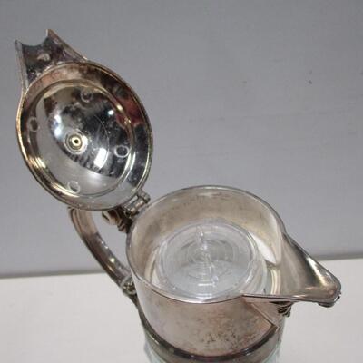 Vintage Silver Plate Cut Glass Claret Decanter