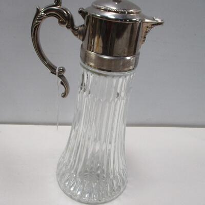Vintage Silver Plate Cut Glass Claret Decanter