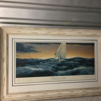 Sailing Print Titled Fastnet Signed John Mecray