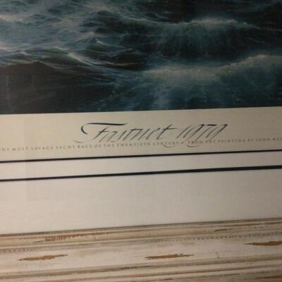 Sailing Print Titled Fastnet Signed John Mecray