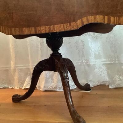E559 Antique Mahogany Single Drawer Pedestal Drop leaf  Table