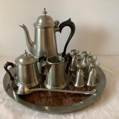 E563 Vintage Stieff 11pc Pewter Set with Tray