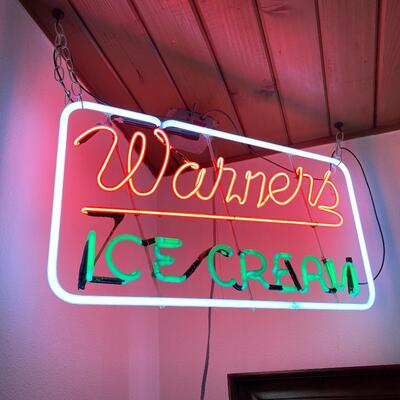 Warners Ice Cream Neon Window Sign