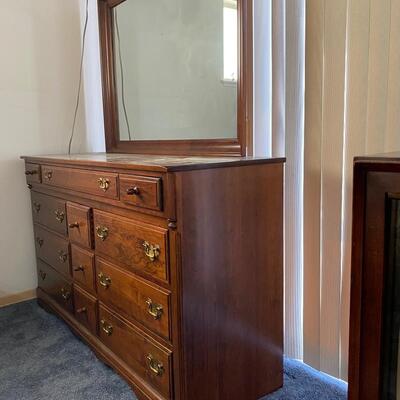 Vintage Monitor Furniture Co Cherry Wood Dresser with Mirror