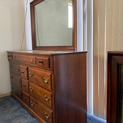 Vintage Monitor Furniture Co Cherry Wood Dresser with Mirror