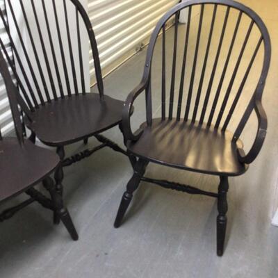 Set of Six Dark Brown Painted Windsor Chairs