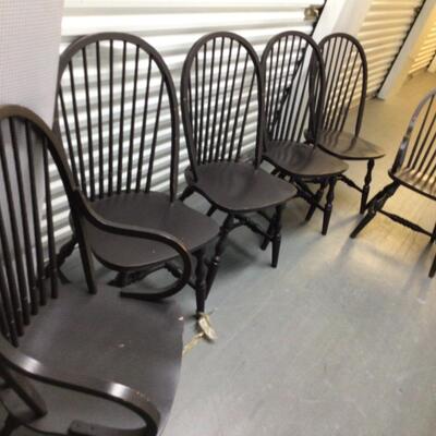 Set of Six Dark Brown Painted Windsor Chairs