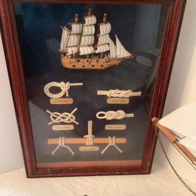 E578 Nautical Boat Model with Tray and Wall Hanging