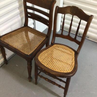 Two Antique Chairs with Cane Seats