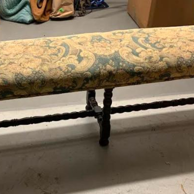 Upholstered and hardwood Jacobean  Bench