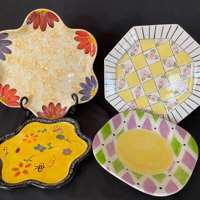4 Hand-Painted Plates
