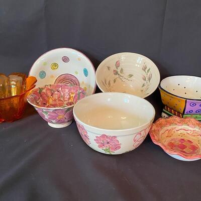 Assorted Pottery and Glass Bowls