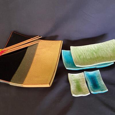 Sushi Plates and dishes w/ chop sticks