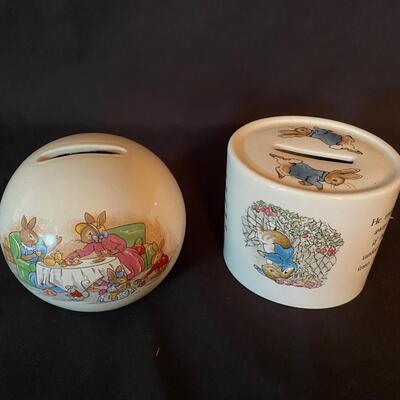 Royal Doulton China Bunnykins Money Box
and Wedgewood Peter Rabbit Money Box
