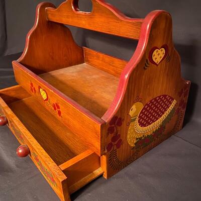 Hand Painted Wooden Carrier, with Drawer