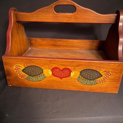 Hand Painted Wooden Carrier, with Drawer