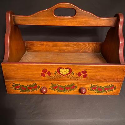 Hand Painted Wooden Carrier, with Drawer