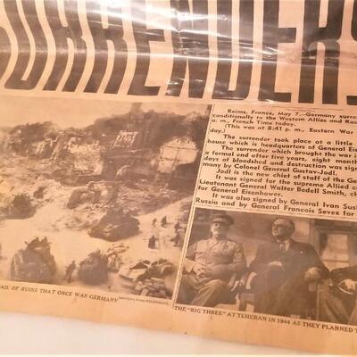Lot #268  GERMANY SURRENDERS - original full 1945 Newspaper New Orleans State