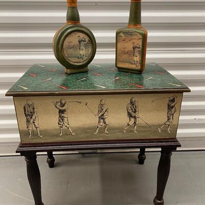 Golf Theme Side Table with Decorative Decanters