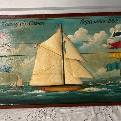 Large Sailing Painting on Reclaimed Wood
