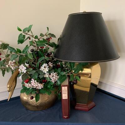 Lot 298: Large Brass Goose/Swan Planter and More