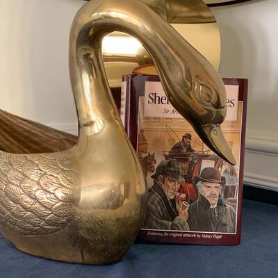 Lot 298: Large Brass Goose/Swan Planter and More
