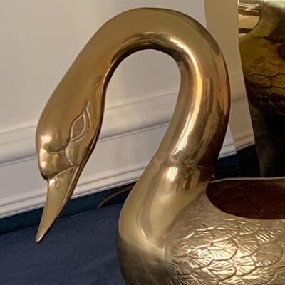 Lot 298: Large Brass Goose/Swan Planter and More