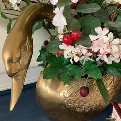 Lot 298: Large Brass Goose/Swan Planter and More