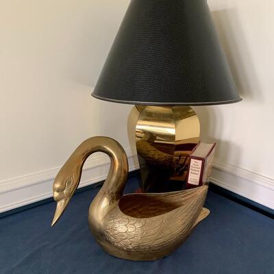Lot 298: Large Brass Goose/Swan Planter and More