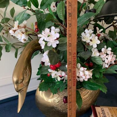 Lot 298: Large Brass Goose/Swan Planter and More