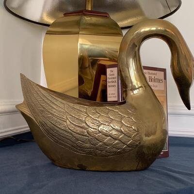 Lot 298: Large Brass Goose/Swan Planter and More