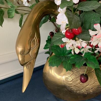 Lot 298: Large Brass Goose/Swan Planter and More