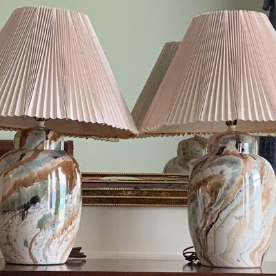 Lot 300:  MCM Marbled Ceramic Lamps
