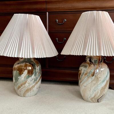 Lot 300:  MCM Marbled Ceramic Lamps