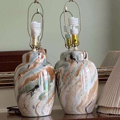Lot 300:  MCM Marbled Ceramic Lamps