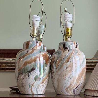 Lot 300:  MCM Marbled Ceramic Lamps