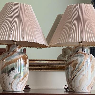 Lot 300:  MCM Marbled Ceramic Lamps