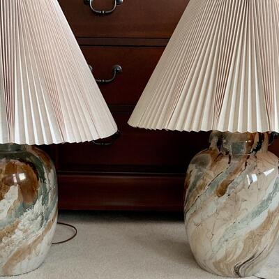 Lot 300:  MCM Marbled Ceramic Lamps