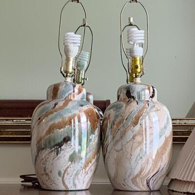 Lot 300:  MCM Marbled Ceramic Lamps