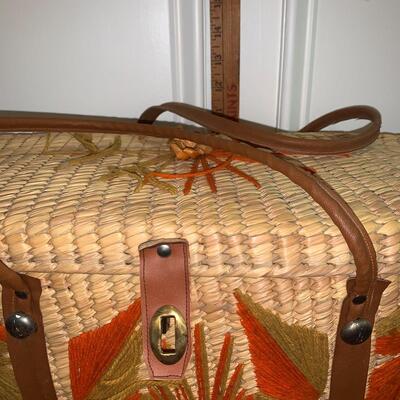 Lot 344: MCM Oversized Basket Straw HandBag, Vintage Handmade Cape & Shawl