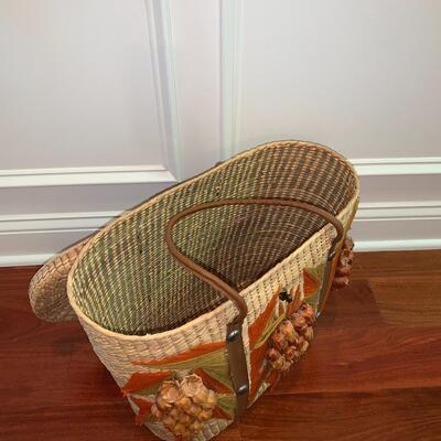 Lot 344: MCM Oversized Basket Straw HandBag, Vintage Handmade Cape & Shawl