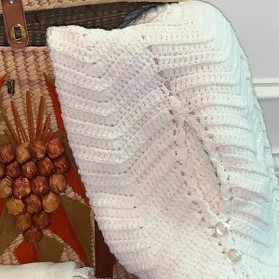 Lot 344: MCM Oversized Basket Straw HandBag, Vintage Handmade Cape & Shawl
