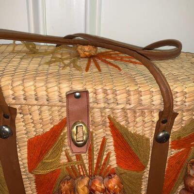 Lot 344: MCM Oversized Basket Straw HandBag, Vintage Handmade Cape & Shawl