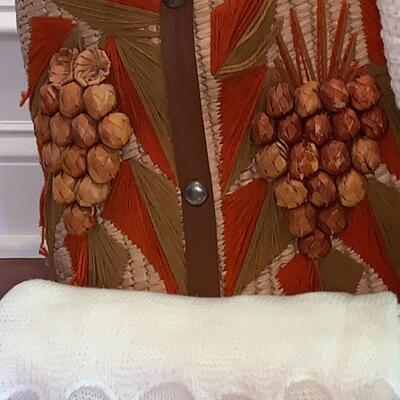 Lot 344: MCM Oversized Basket Straw HandBag, Vintage Handmade Cape & Shawl