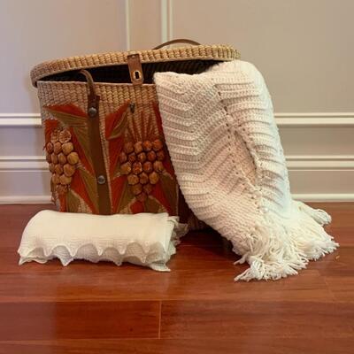 Lot 344: MCM Oversized Basket Straw HandBag, Vintage Handmade Cape & Shawl