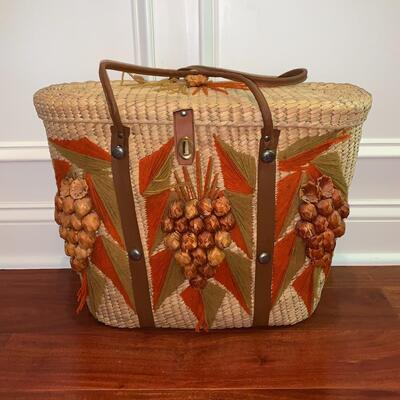 Lot 344: MCM Oversized Basket Straw HandBag, Vintage Handmade Cape & Shawl