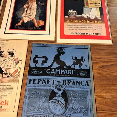 Lot of 8 Vintage Advertisements Cracker Jack Black Jack Domino Sugar Oxo Campari