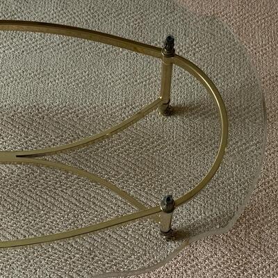 Lot 351: Hollywood Regency Styled: Brass & Glass Oval Coffee Table