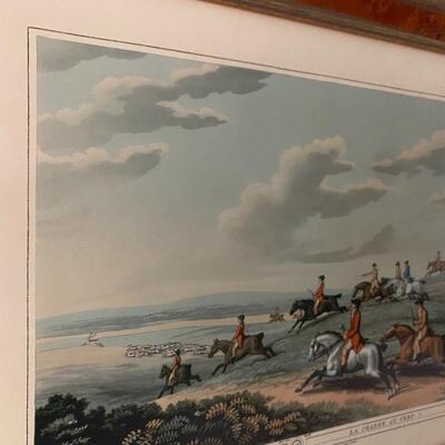 Pair of Stag Fox Hunt Lithograph Prints
